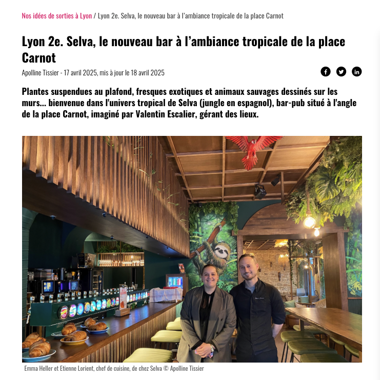 Selva pub article de presse Lyon tribune